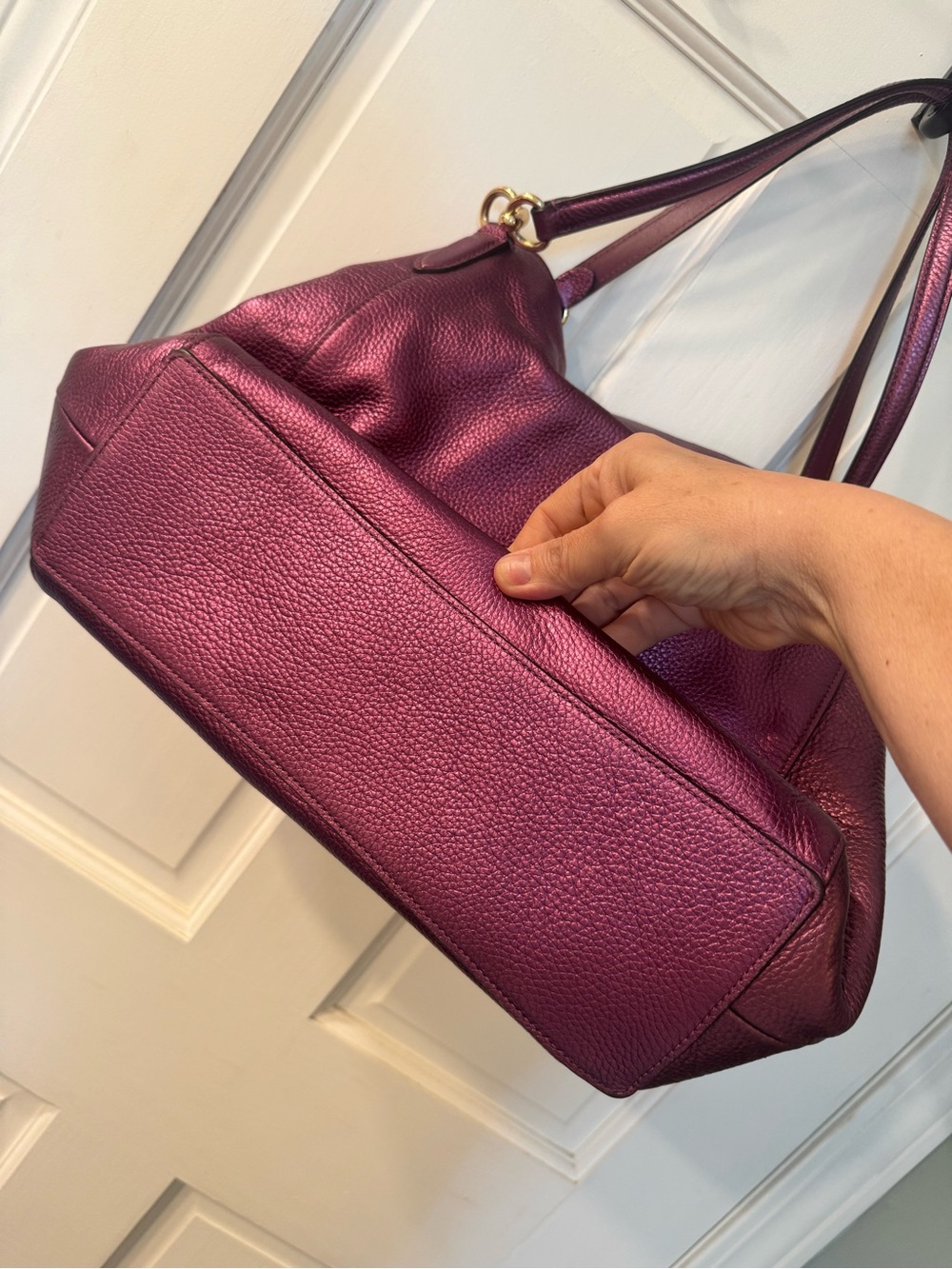 Coach style F80271 Hallie Shoulder Bag metallic pebble leather unicorn 🦄 - Picture 6 of 12
